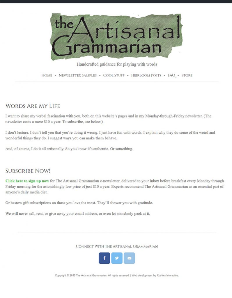 The Artisanal Grammarian